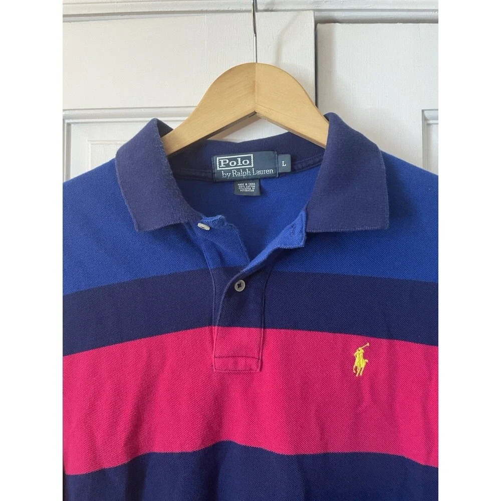 Vintage Polo Ralph Lauren Striped Polo Shirt Men's Large Multicolor 90s Preppy